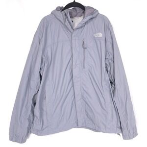 The North Face Full Zip Jacket Men's LARGE Hood Dry Vent Zip Insert Pocket Gray‎